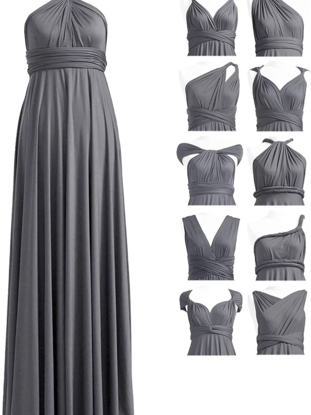 Convertible Dark Grey Multiway Evening Dress for Women